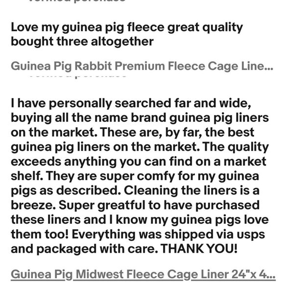 Guinea Pig Cage Liner Fleece Midwest 24” x 47” ADORABLE Limited Print - Picture 2 of 4